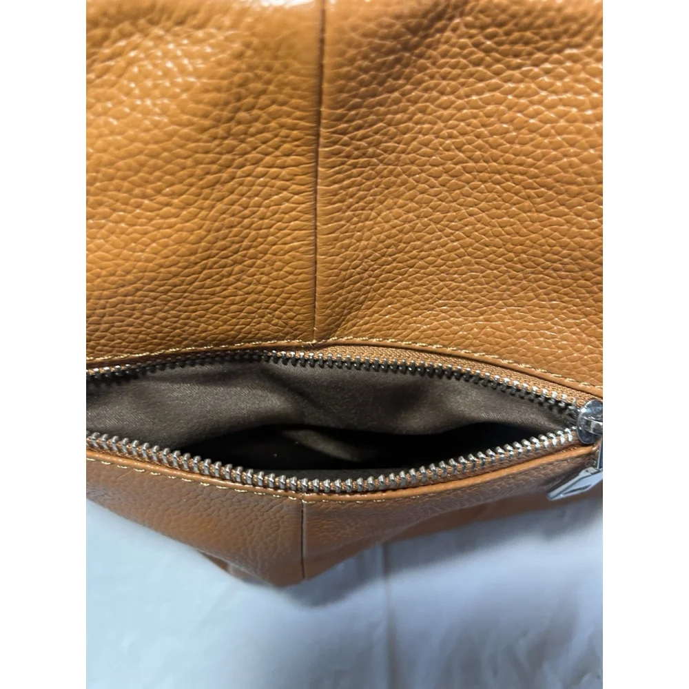 HESHE Brown Pebbled Leather Hobo Satchel Purse Tote Handbag Shoulder Bag